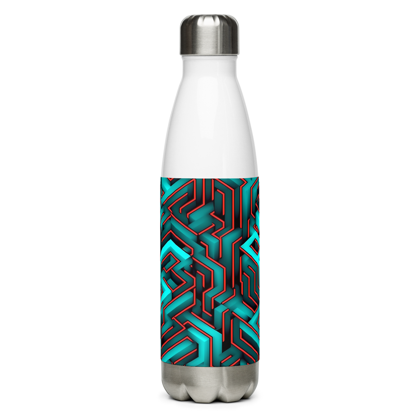 3D Maze Illusion | 3D Patterns | Stainless Steel Water Bottle - #2