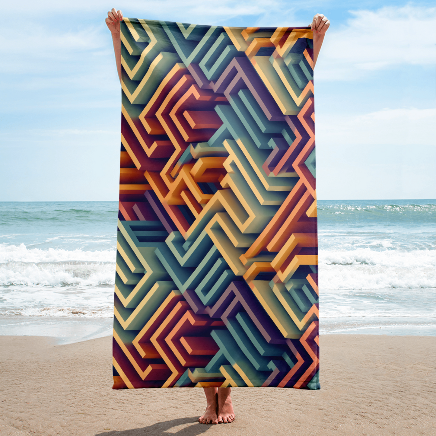 3D Maze Illusion | 3D Patterns | Sublimated Towel - #3