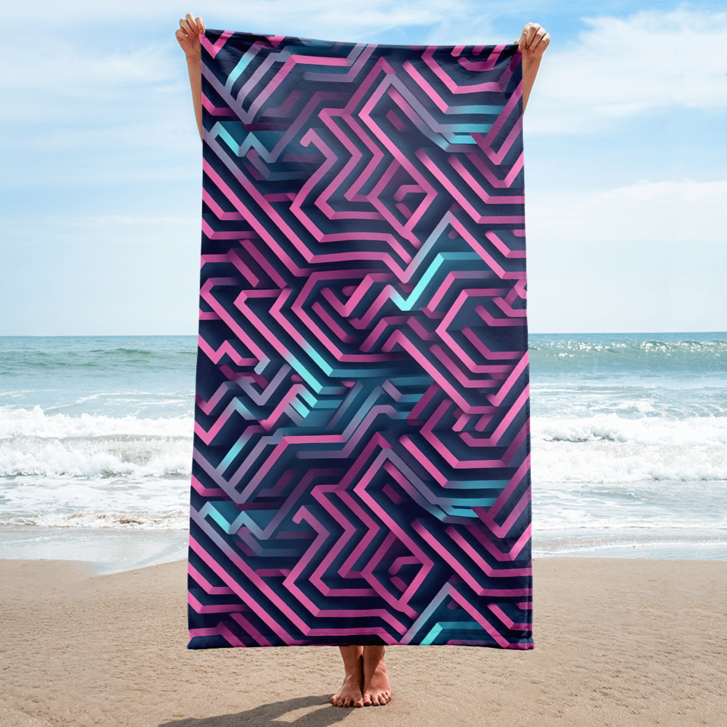 3D Maze Illusion | 3D Patterns | Sublimated Towel - #4