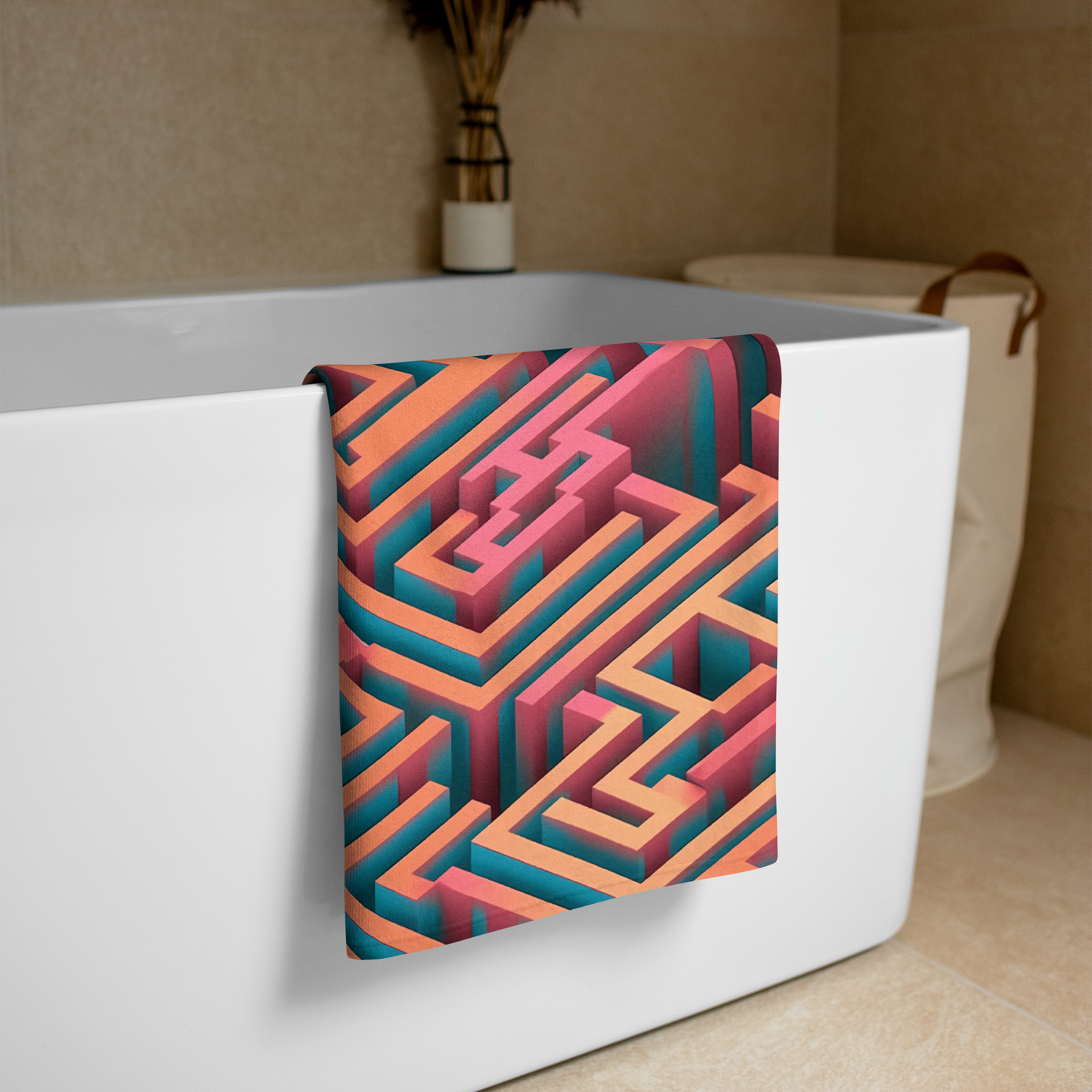 3D Maze Illusion | 3D Patterns | Sublimated Towel - #1