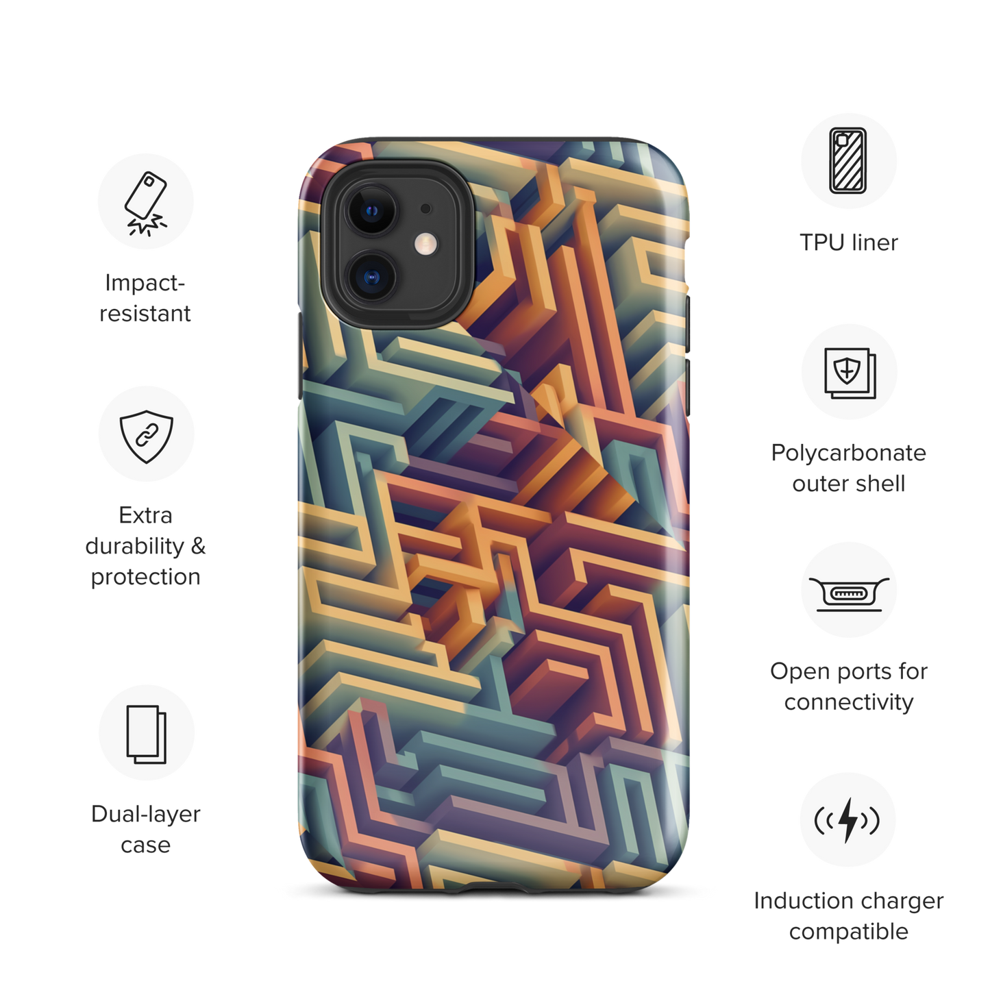 3D Maze Illusion | 3D Patterns | Tough Case for iPhone - #3