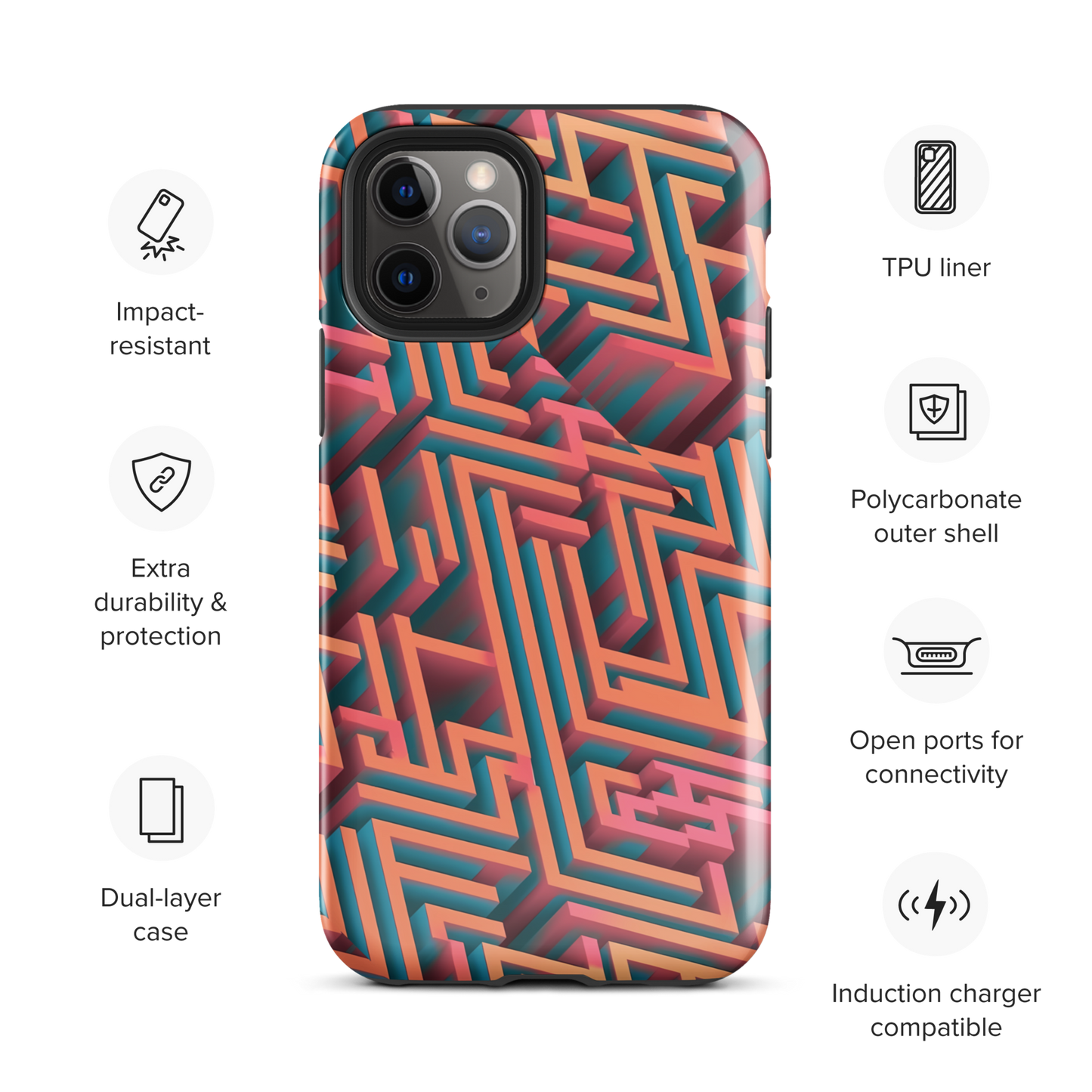 3D Maze Illusion | 3D Patterns | Tough Case for iPhone - #1