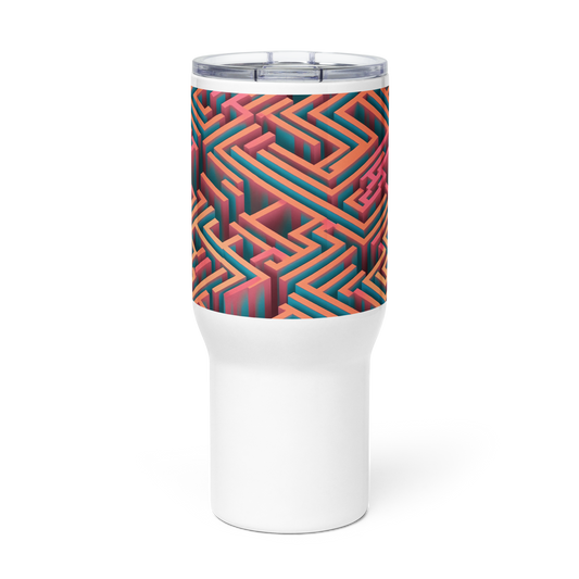 3D Maze Illusion | 3D Patterns | Travel Mug with a Handle - #1