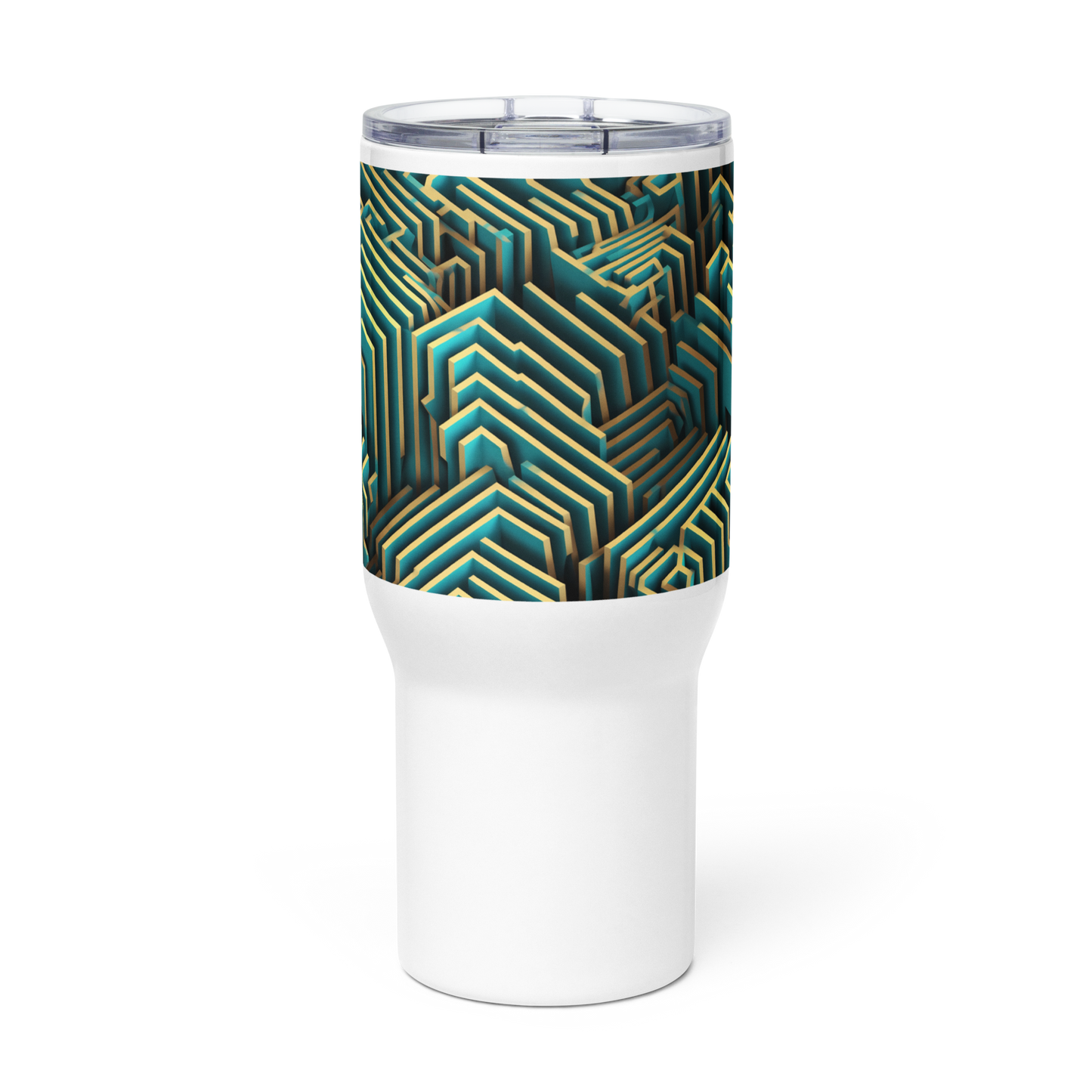 3D Maze Illusion | 3D Patterns | Travel Mug with a Handle - #5