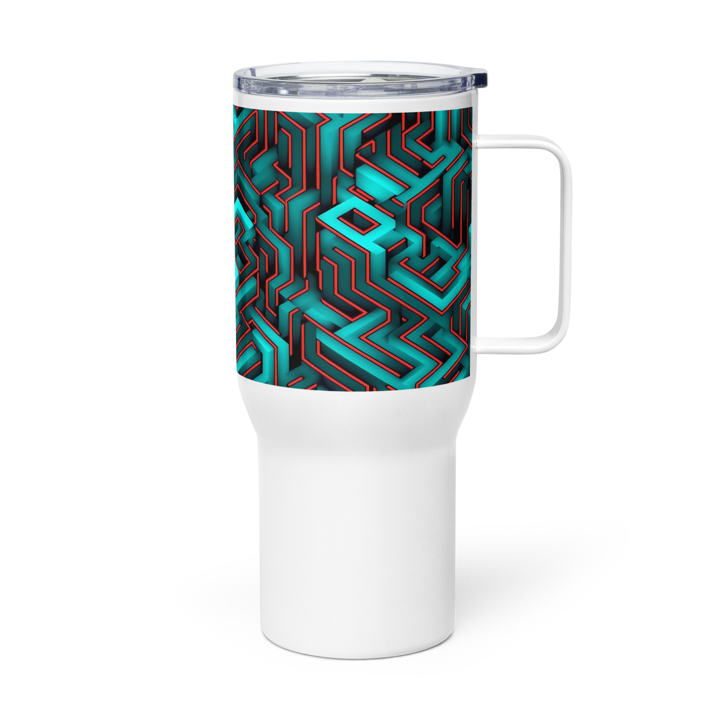 3D Maze Illusion | 3D Patterns | Travel Mug with a Handle - #2