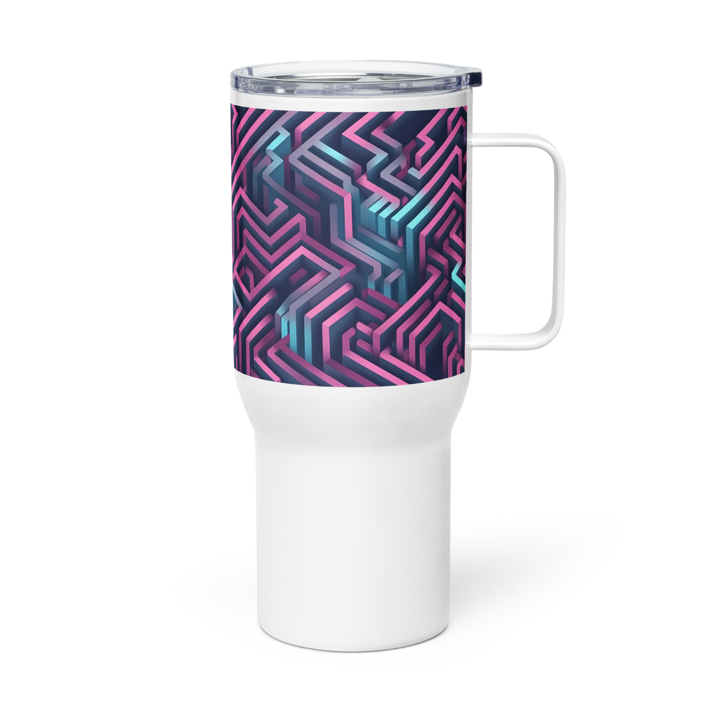 3D Maze Illusion | 3D Patterns | Travel Mug with a Handle - #4