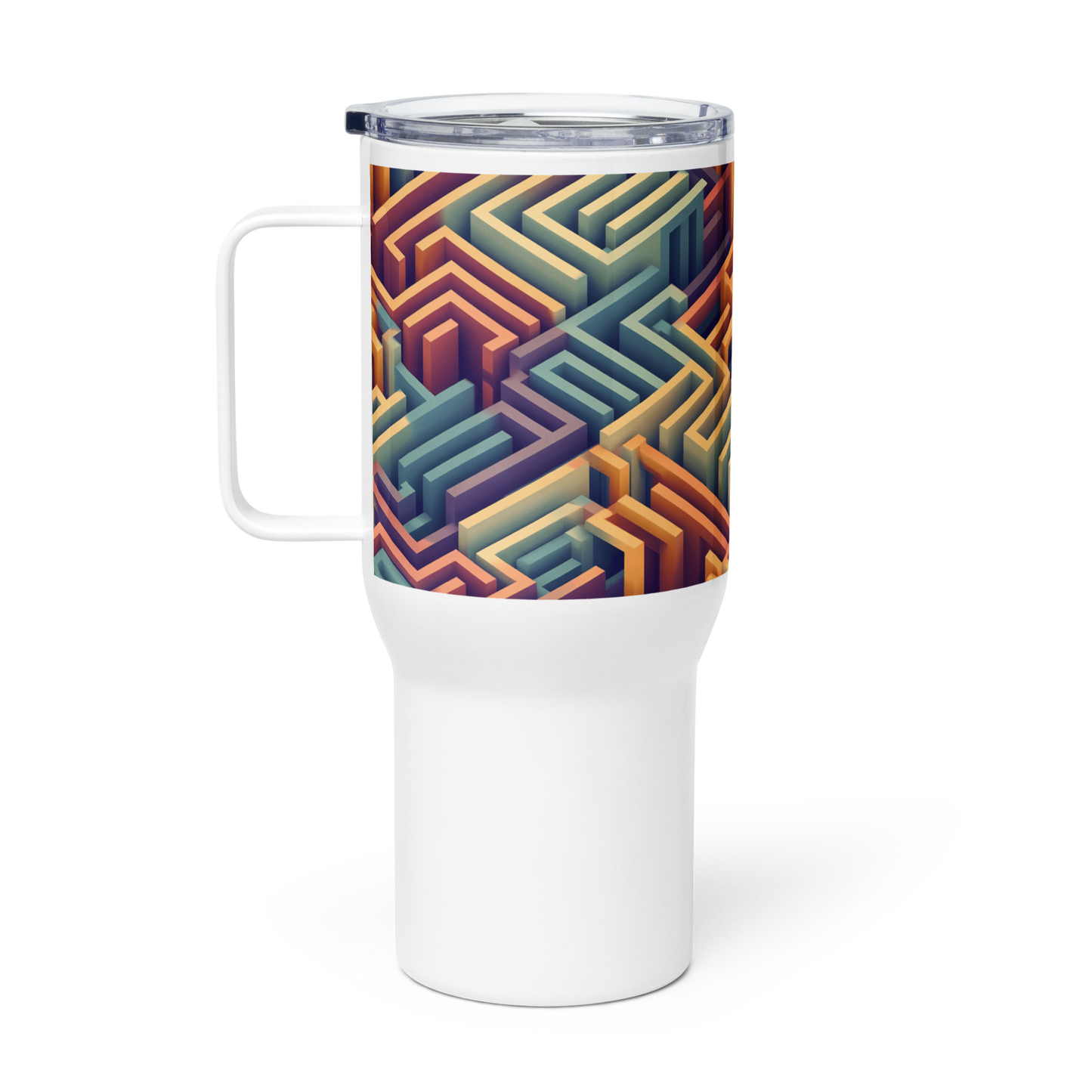 3D Maze Illusion | 3D Patterns | Travel Mug with a Handle - #3