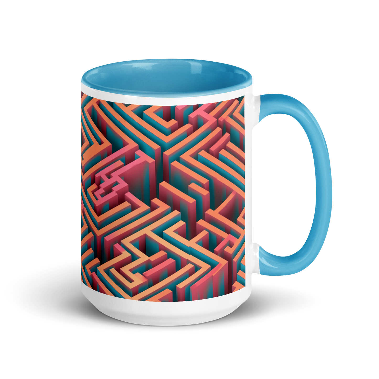 3D Maze Illusion | 3D Patterns | White Ceramic Mug with Color Inside - #1
