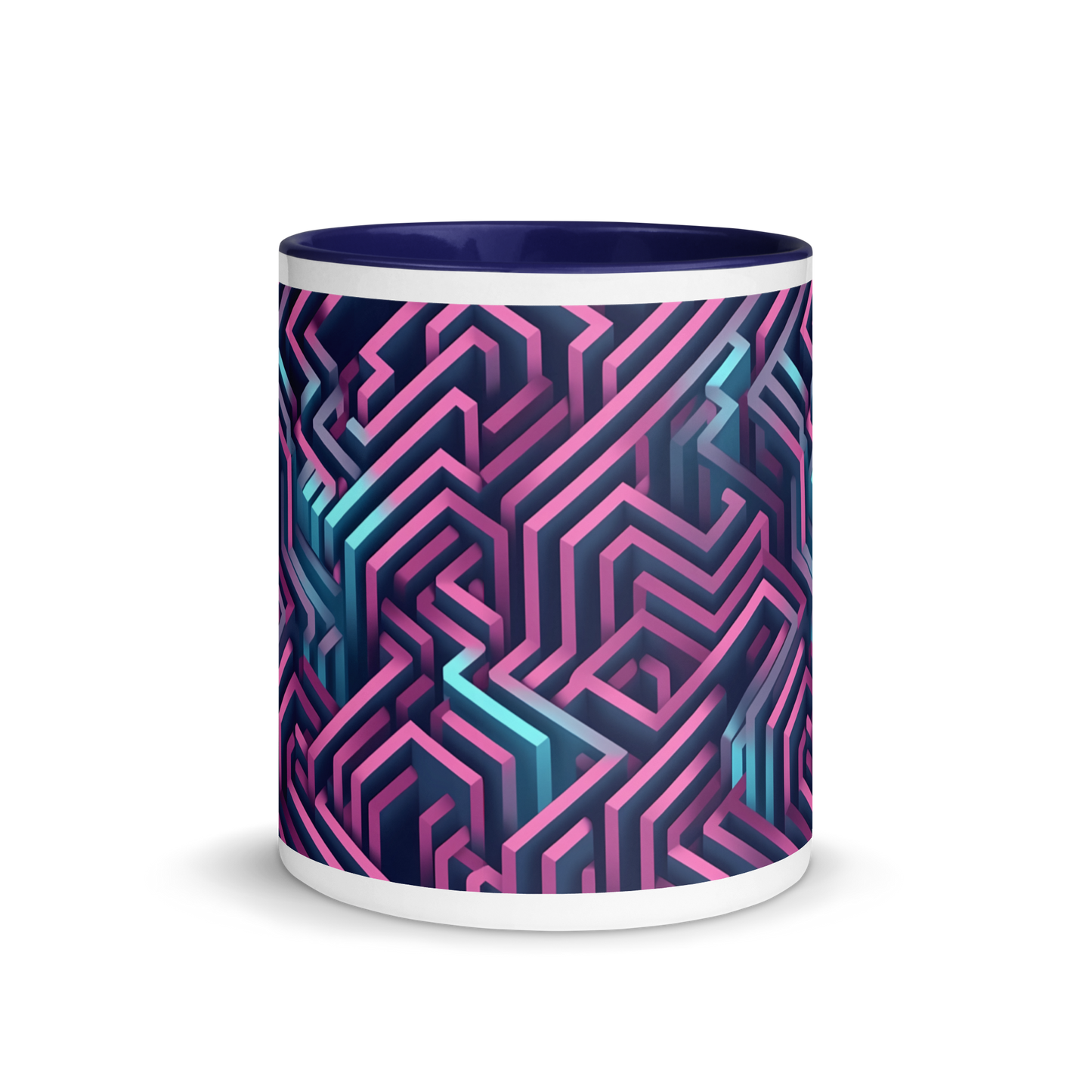 3D Maze Illusion | 3D Patterns | White Ceramic Mug with Color Inside - #4