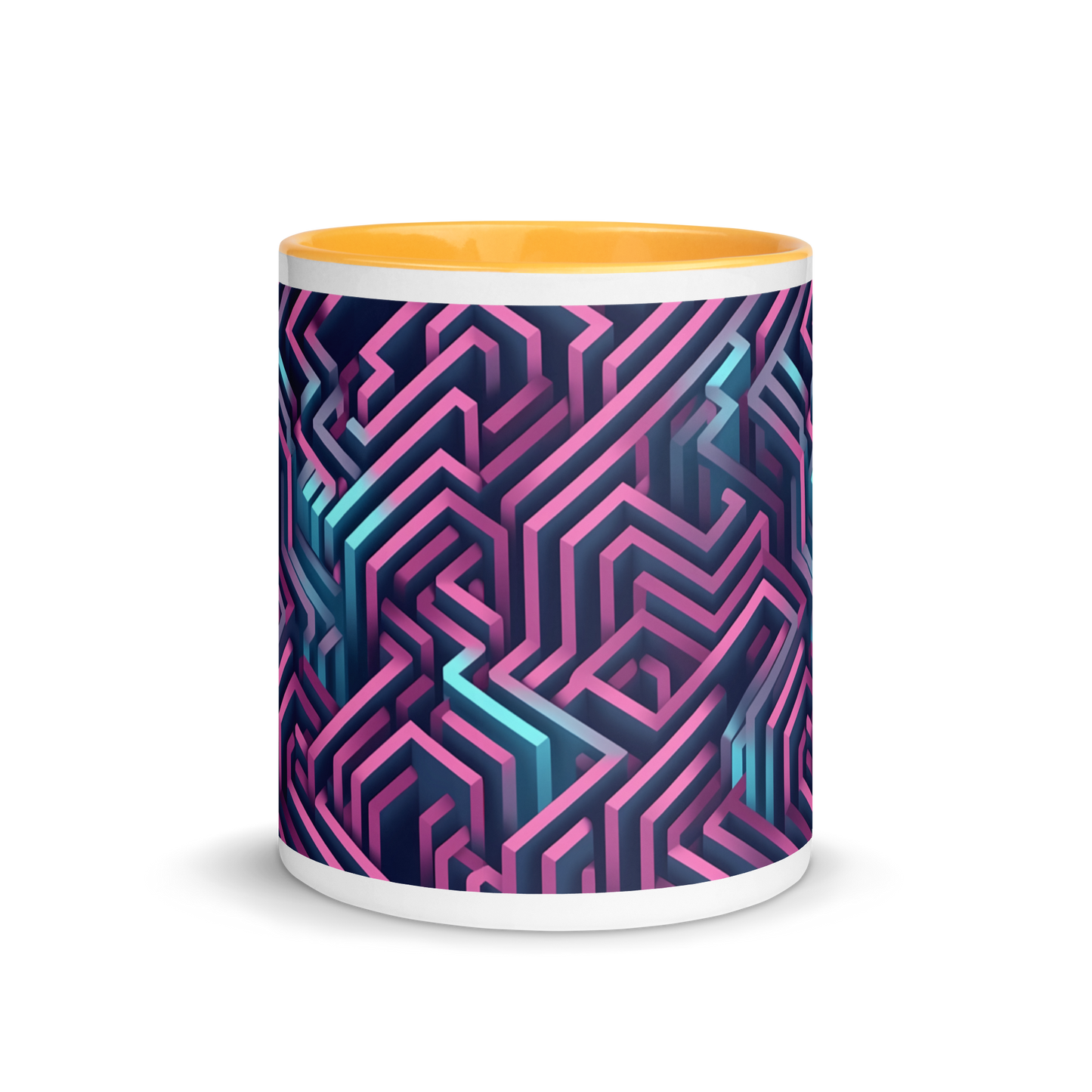 3D Maze Illusion | 3D Patterns | White Ceramic Mug with Color Inside - #4