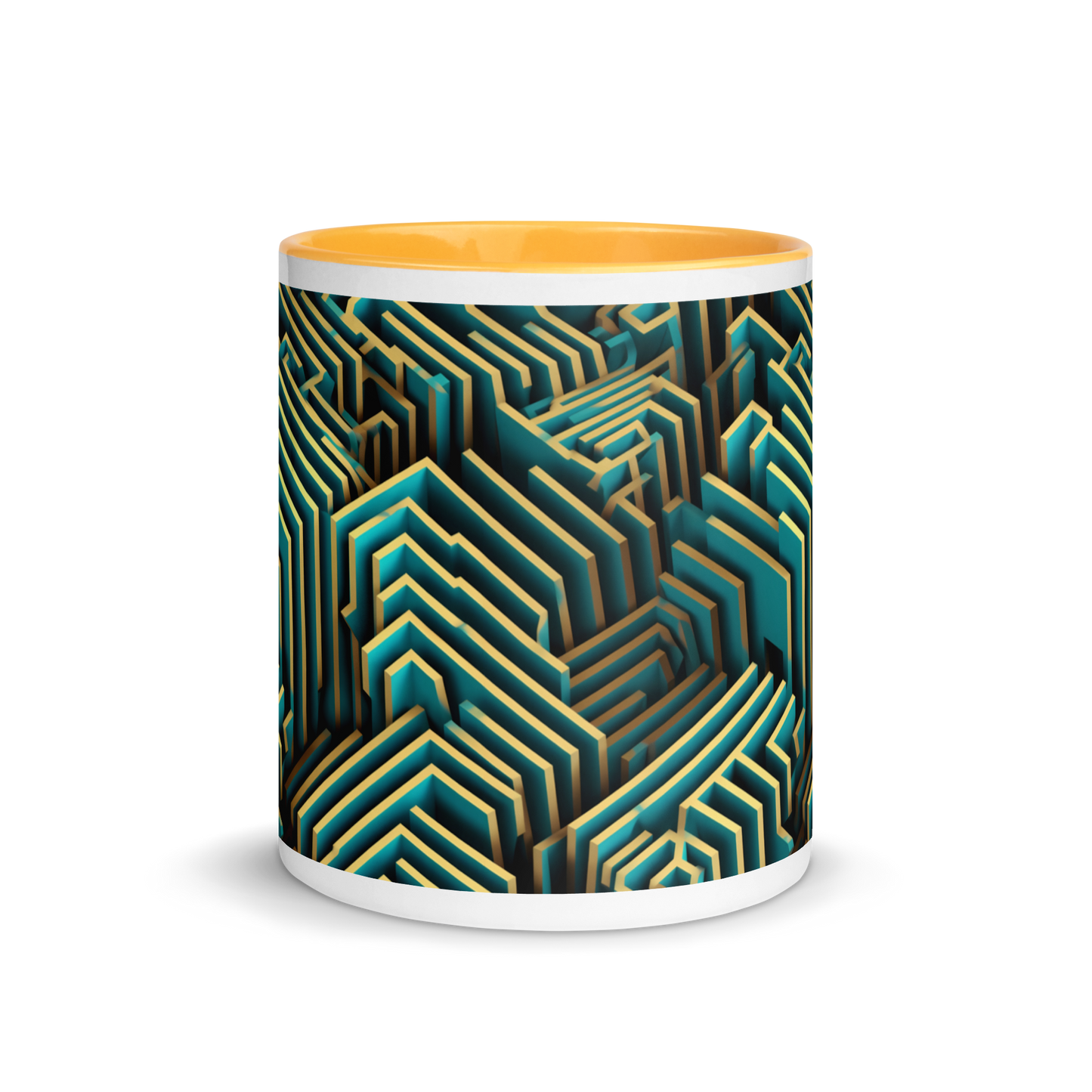3D Maze Illusion | 3D Patterns | White Ceramic Mug with Color Inside - #5