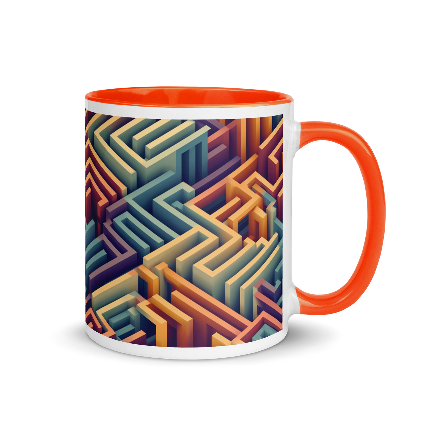 3D Maze Illusion | 3D Patterns | White Ceramic Mug with Color Inside - #3