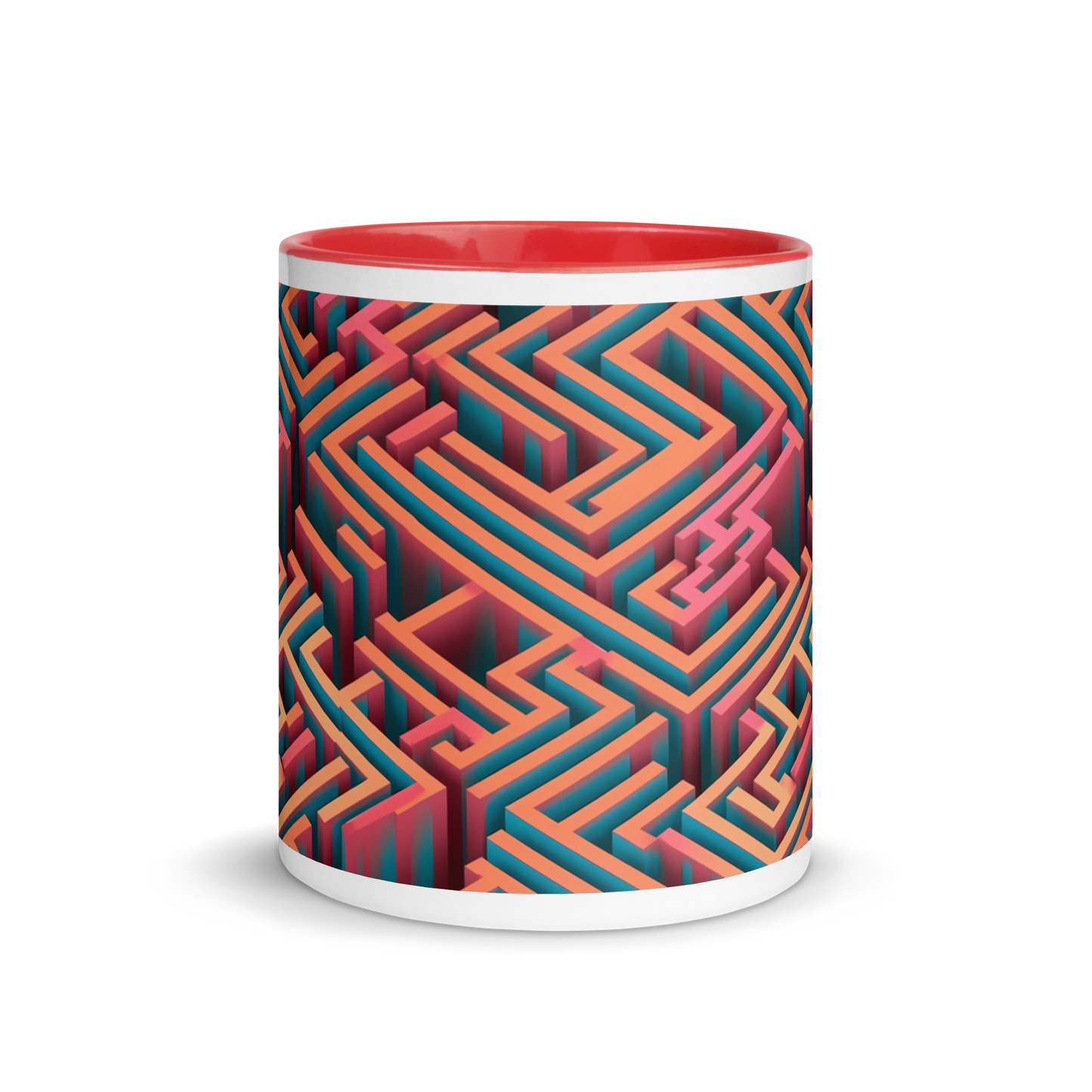 3D Maze Illusion | 3D Patterns | White Ceramic Mug with Color Inside - #1