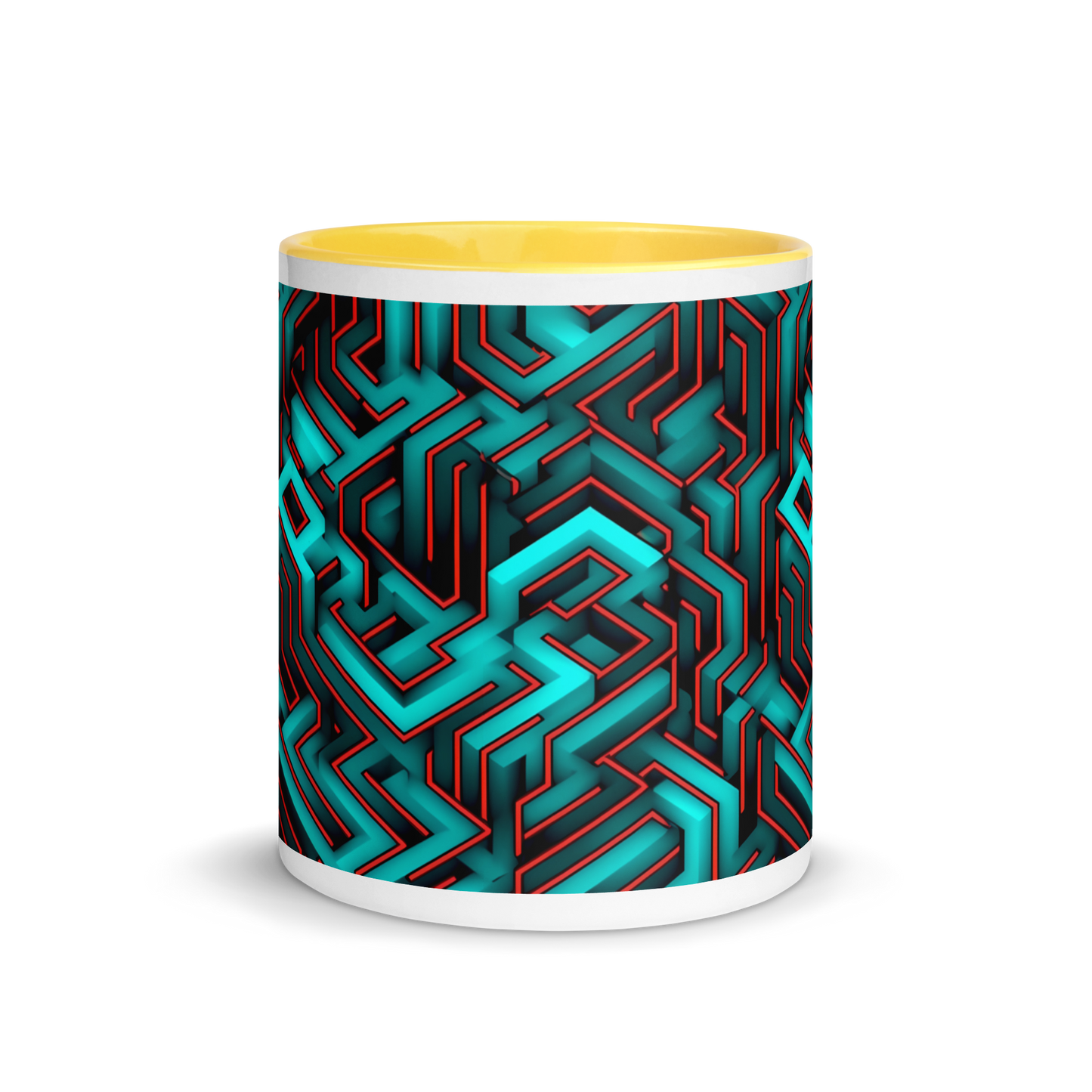 3D Maze Illusion | 3D Patterns | White Ceramic Mug with Color Inside - #2
