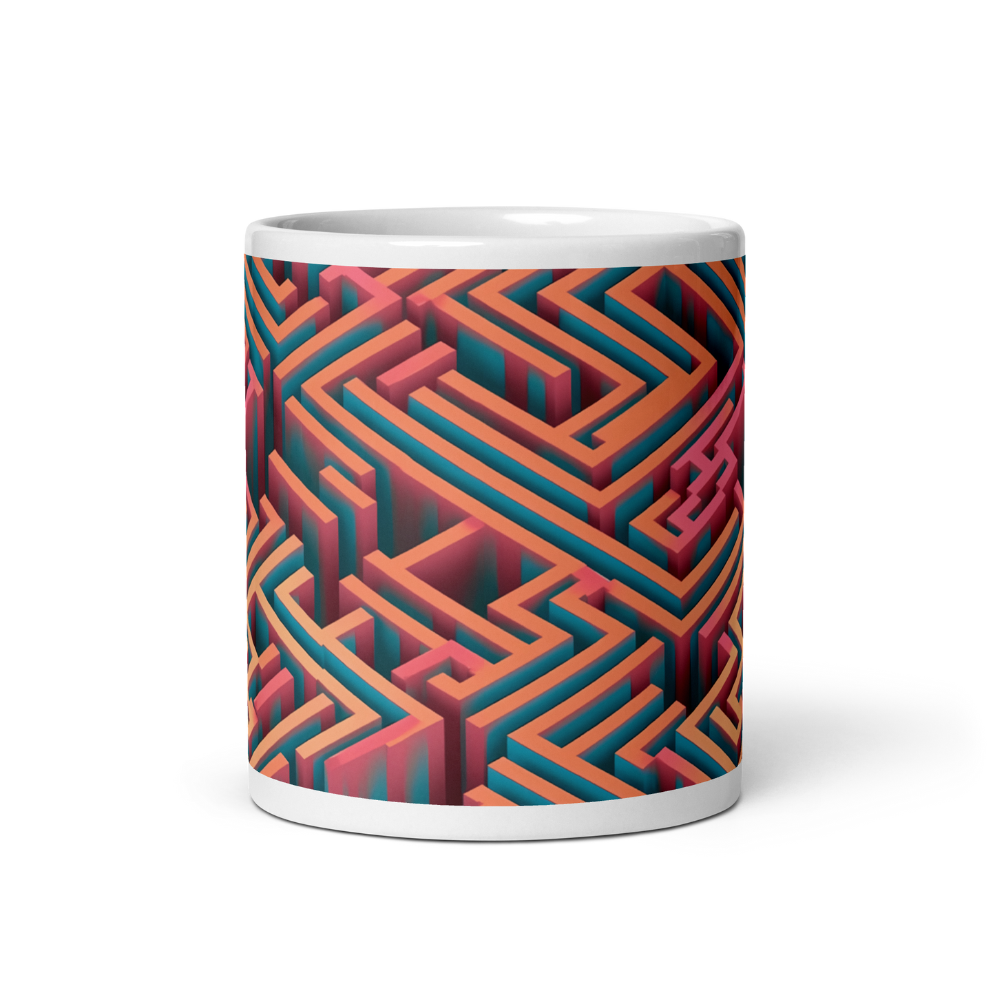 3D Maze Illusion | 3D Patterns | White Glossy Mug - #1