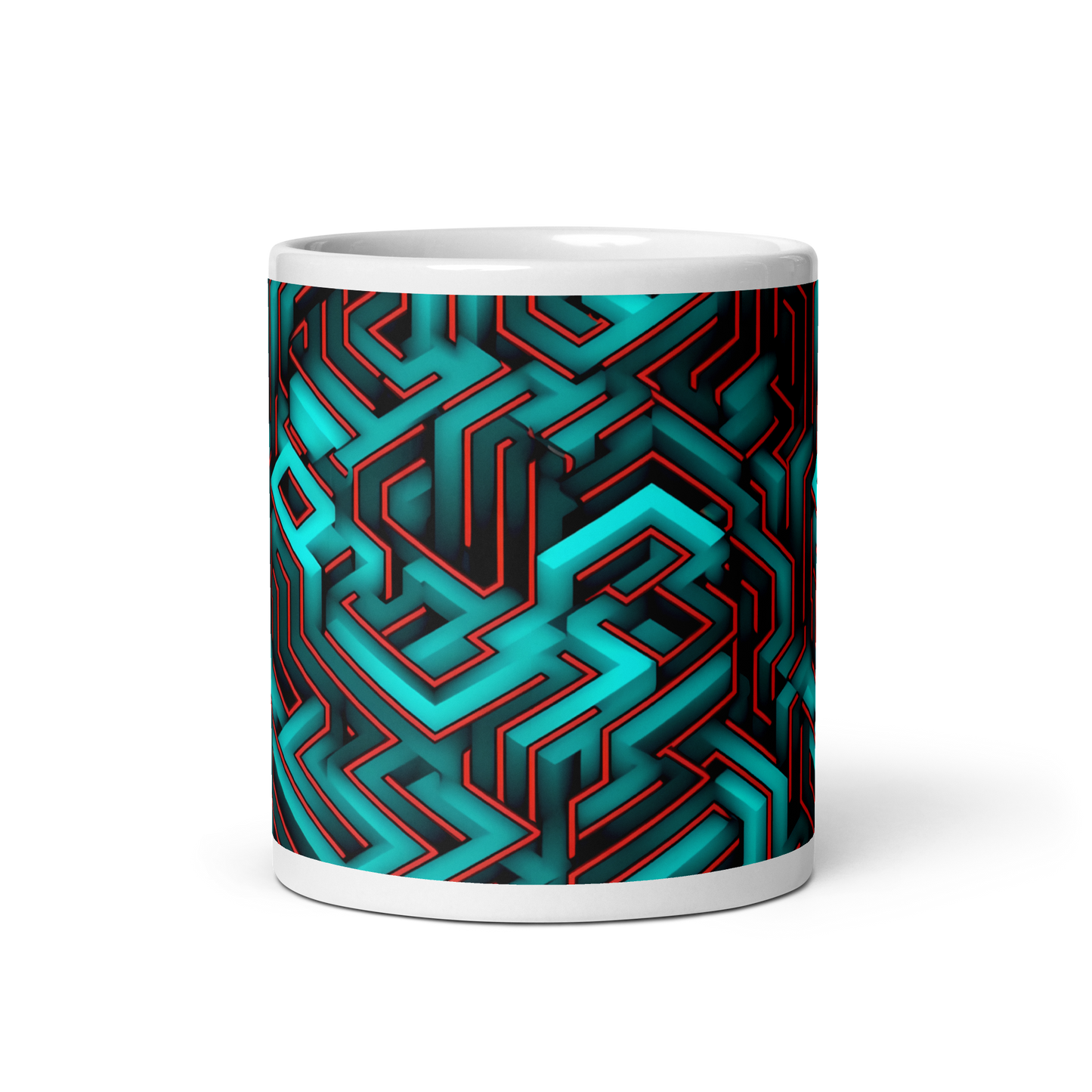 3D Maze Illusion | 3D Patterns | White Glossy Mug - #2