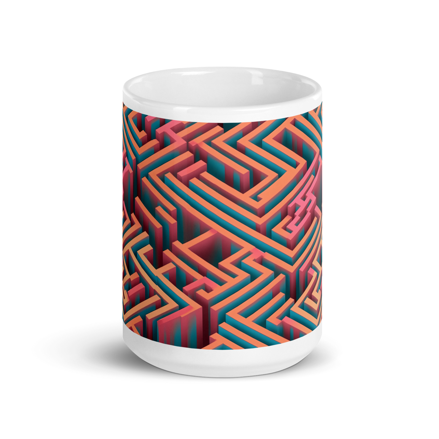 3D Maze Illusion | 3D Patterns | White Glossy Mug - #1