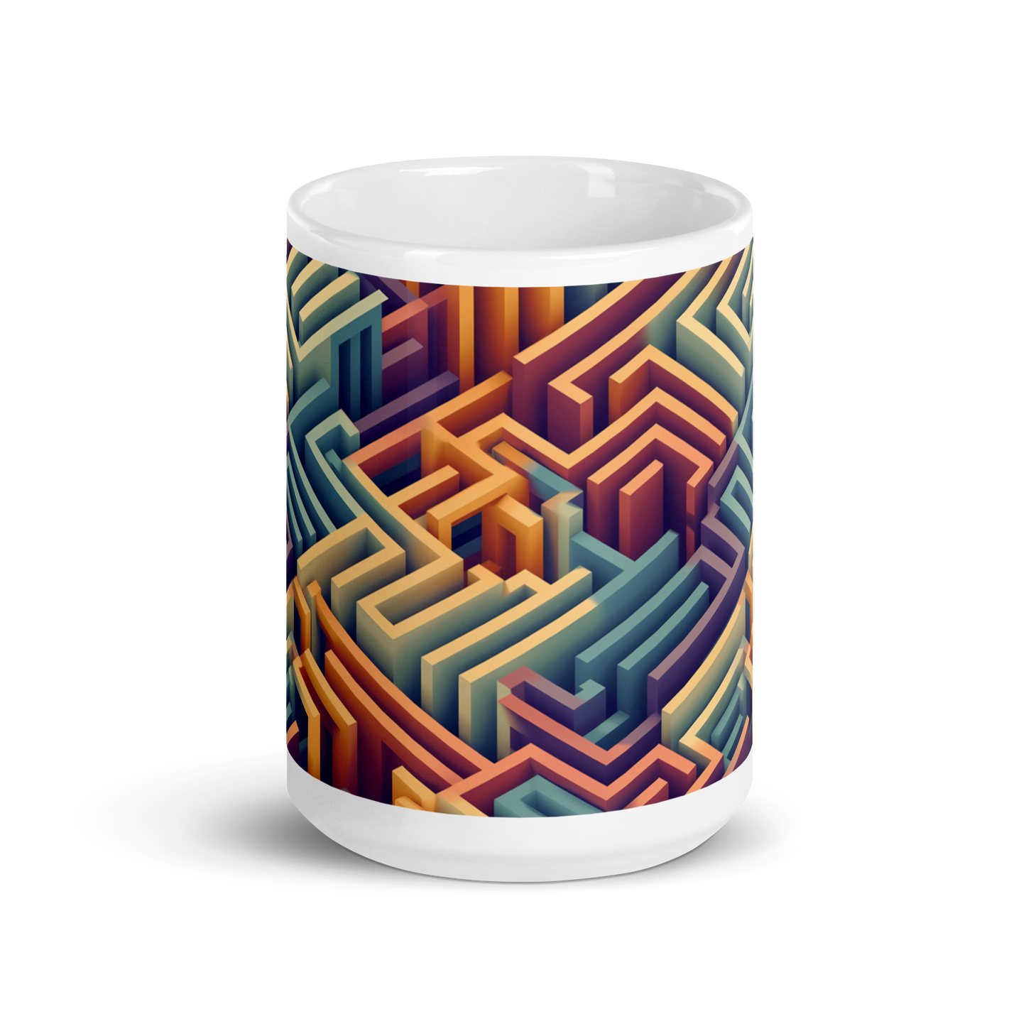 3D Maze Illusion | 3D Patterns | White Glossy Mug - #3