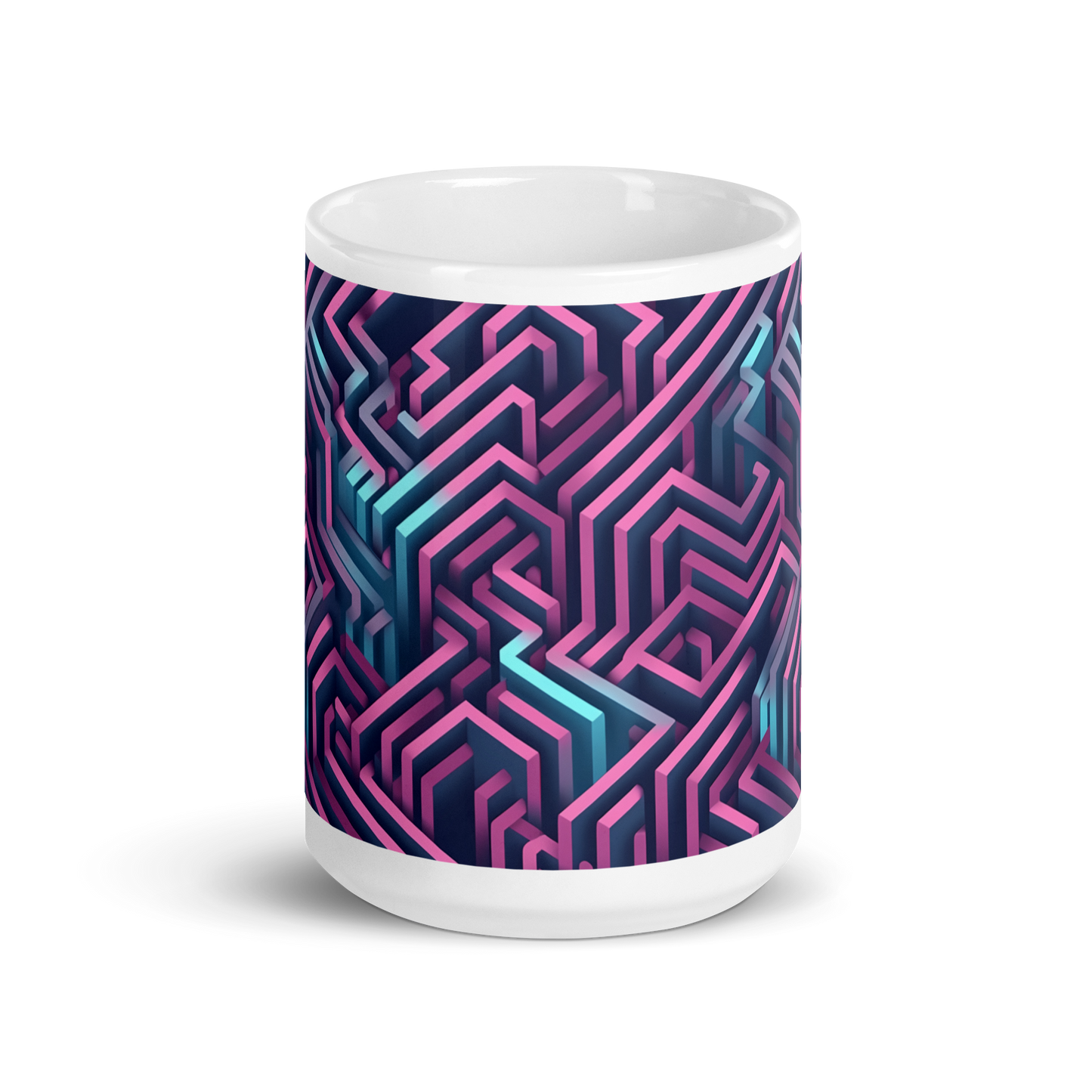 3D Maze Illusion | 3D Patterns | White Glossy Mug - #4