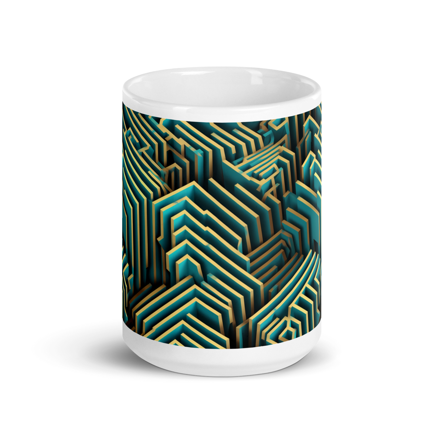 3D Maze Illusion | 3D Patterns | White Glossy Mug - #5