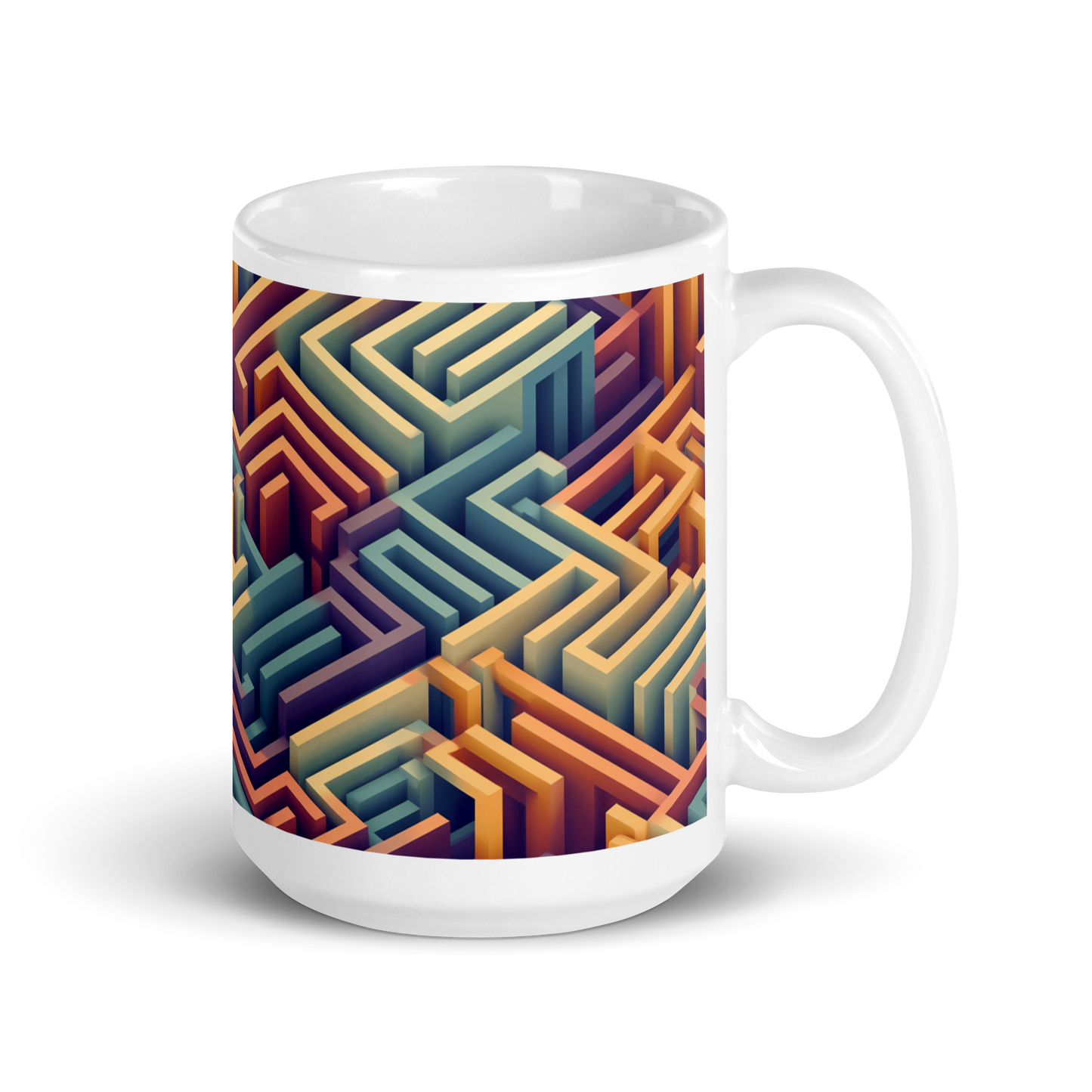 3D Maze Illusion | 3D Patterns | White Glossy Mug - #3