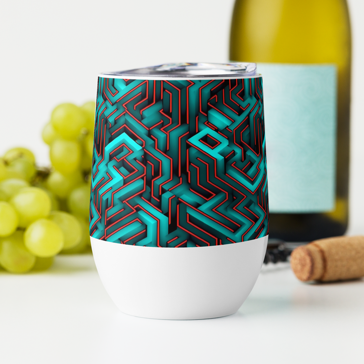 3D Maze Illusion | 3D Patterns | Wine Tumbler - #2