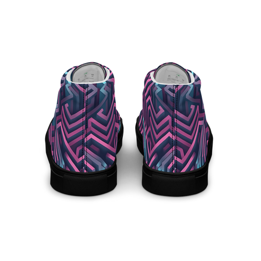 3D Maze Illusion | 3D Patterns | Women's High Top Canvas Shoes - #4