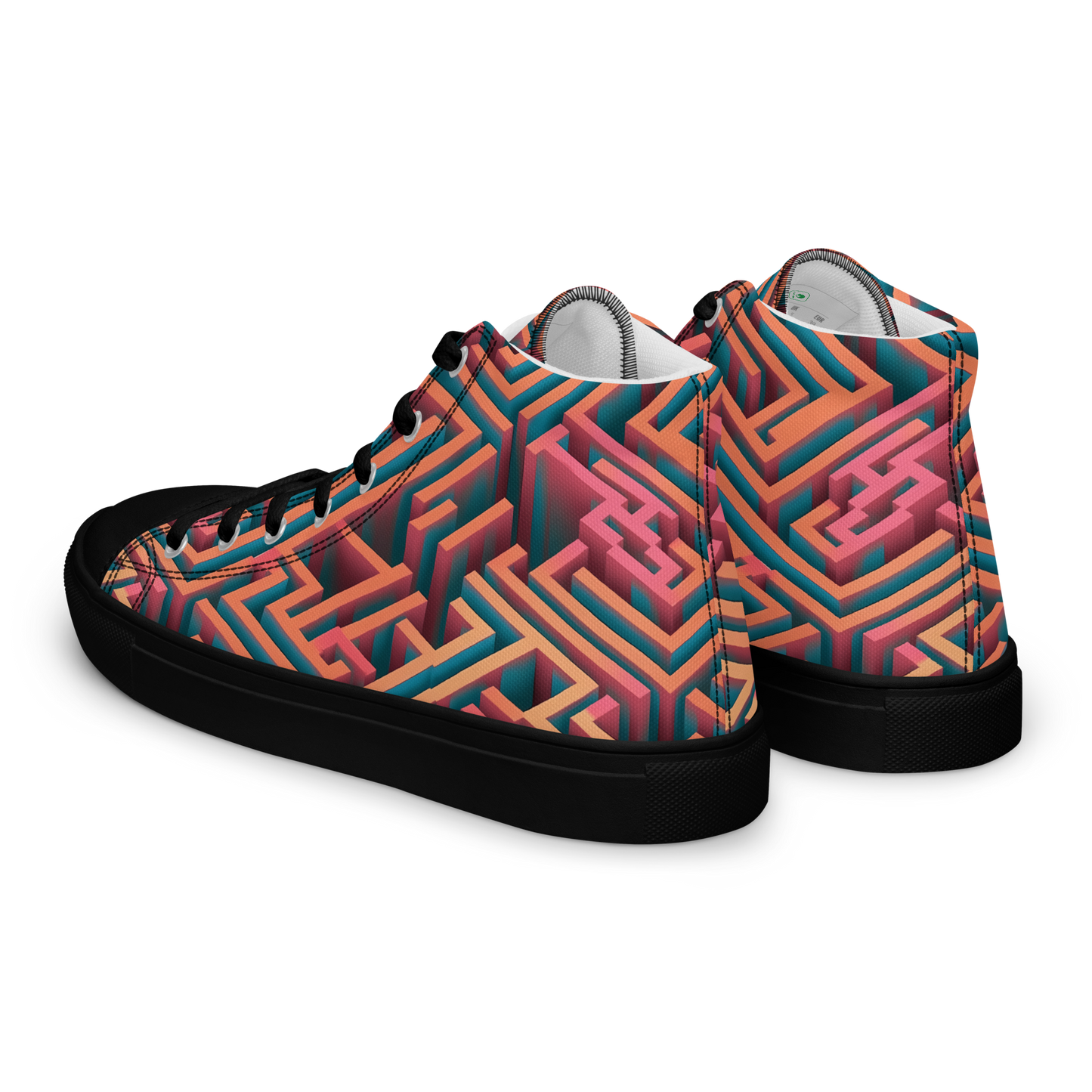 3D Maze Illusion | 3D Patterns | Women's High Top Canvas Shoes - #1