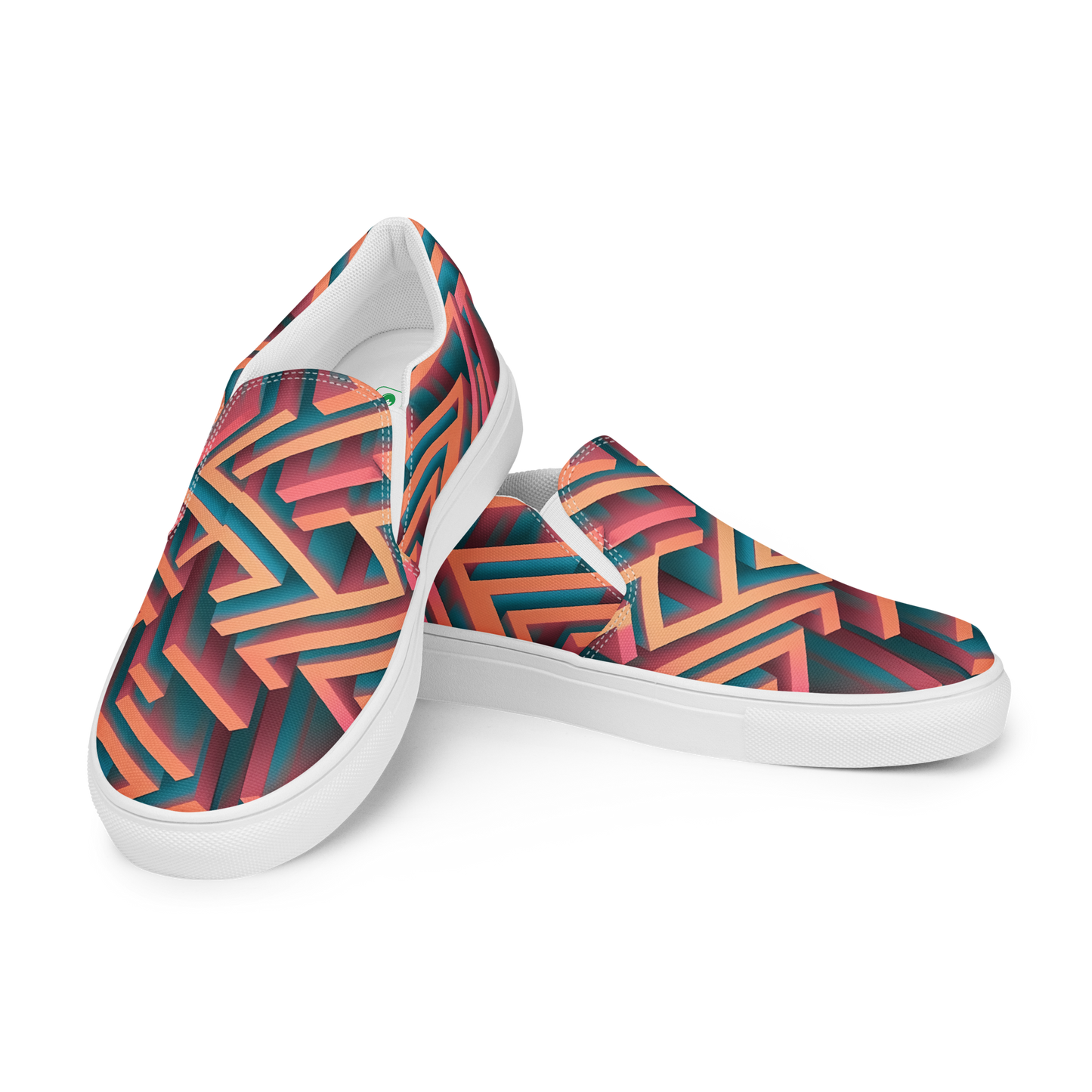 3D Maze Illusion | 3D Patterns | Women's Slip-On Canvas Shoes - #1