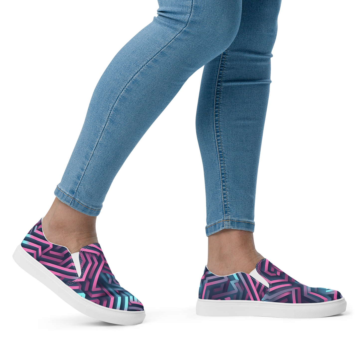 3D Maze Illusion | 3D Patterns | Women's Slip-On Canvas Shoes - #4