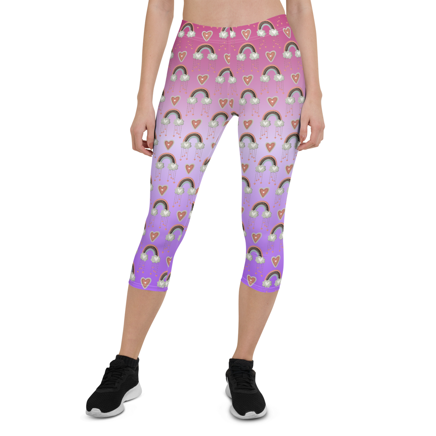 Pink & Purple | Boho Birds Pattern | Bohemian Style | All-Over Print Capri Leggings - #5