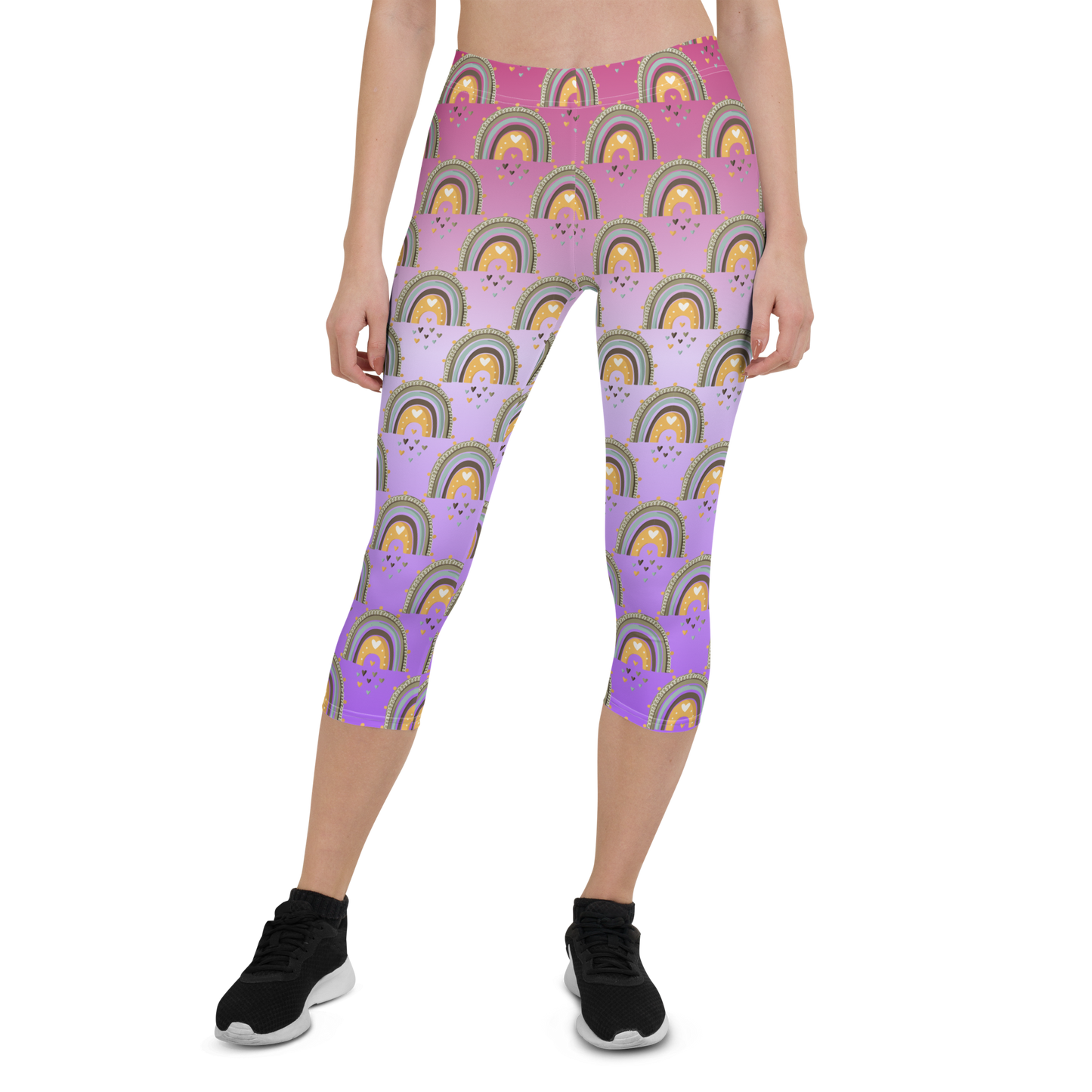 Pink & Purple | Boho Birds Pattern | Bohemian Style | All-Over Print Capri Leggings - #7