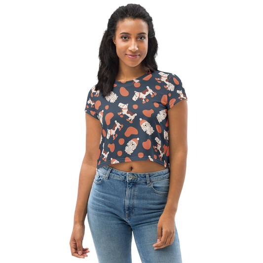Cozy Dogs | Seamless Patterns | All-Over Print Crop Tee - #5