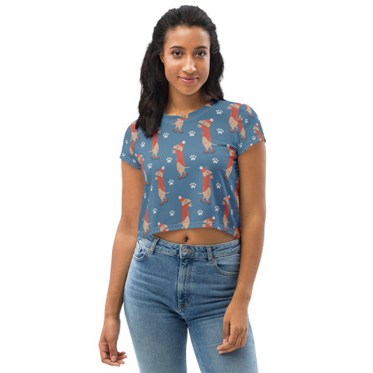 Cozy Dogs | Seamless Patterns | All-Over Print Crop Tee - #6