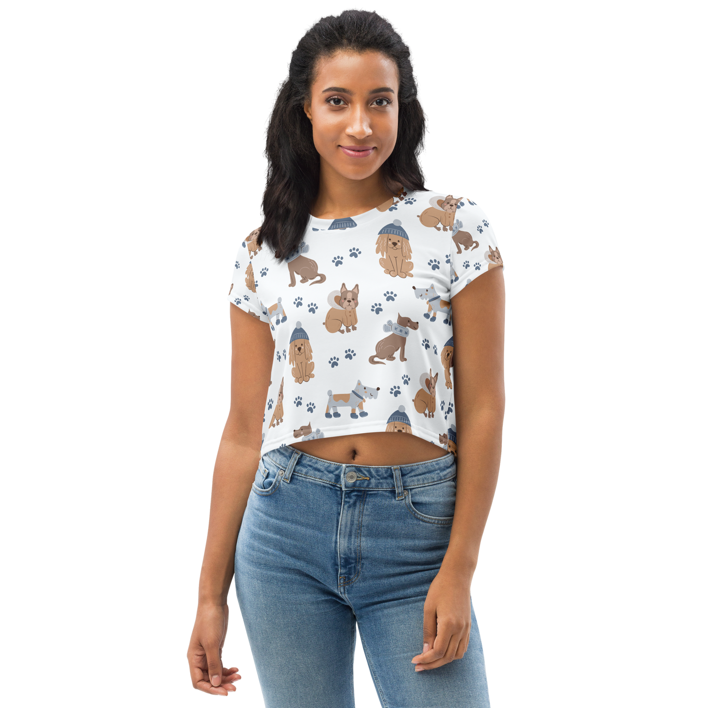 Cozy Dogs | Seamless Patterns | All-Over Print Crop Tee - #7