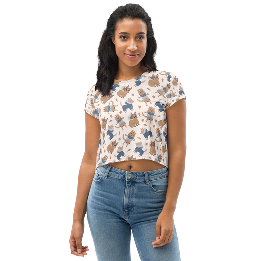 Cozy Dogs | Seamless Patterns | All-Over Print Crop Tee - #8
