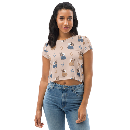 Cozy Dogs | Seamless Patterns | All-Over Print Crop Tee - #11