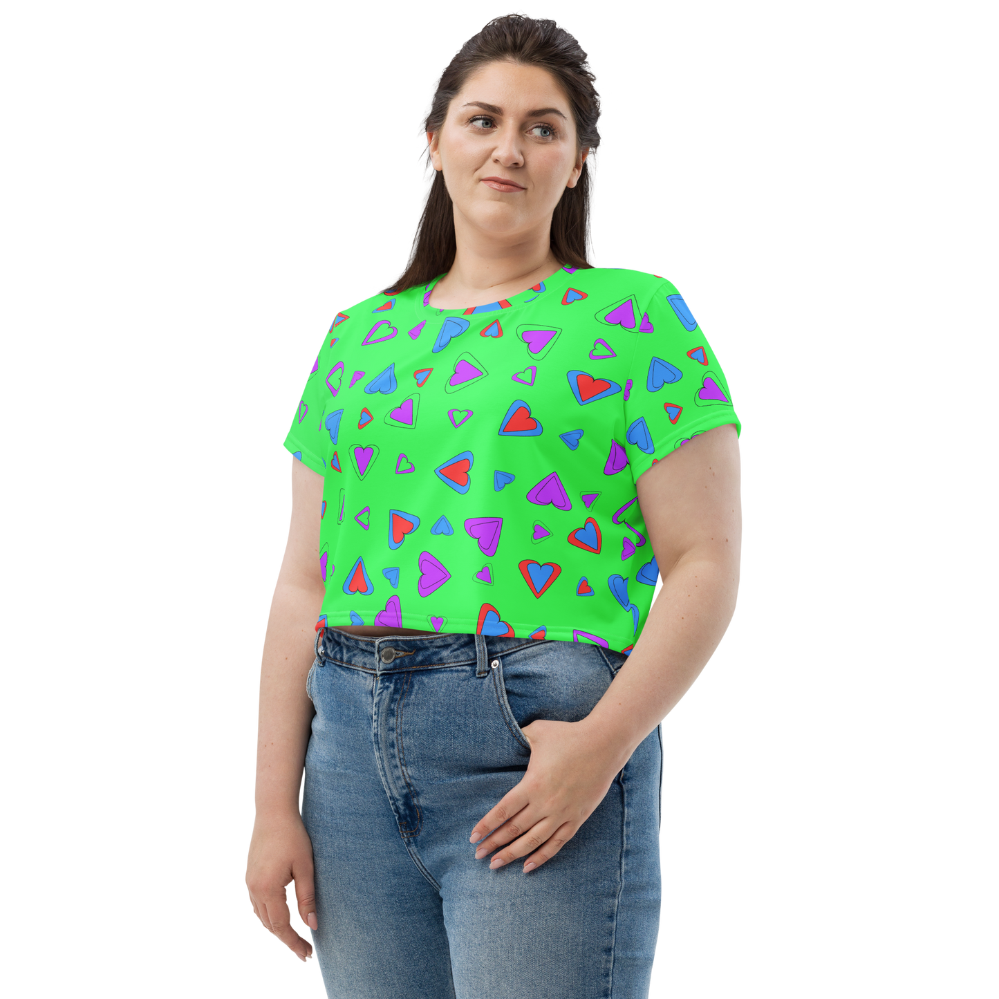 Rainbow Of Hearts | Batch 01 | Seamless Patterns | All-Over Print Crop Tee - #7