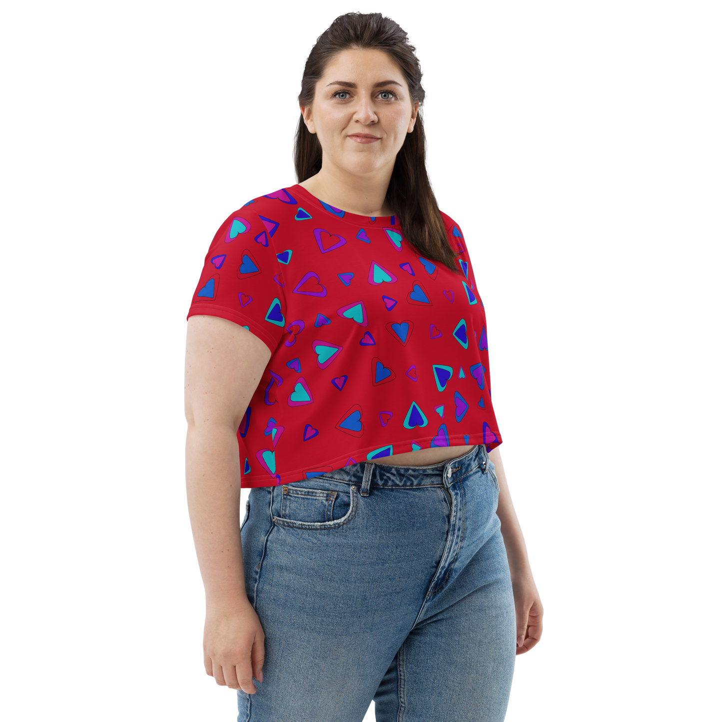 Rainbow Of Hearts | Batch 01 | Seamless Patterns | All-Over Print Crop Tee - #1
