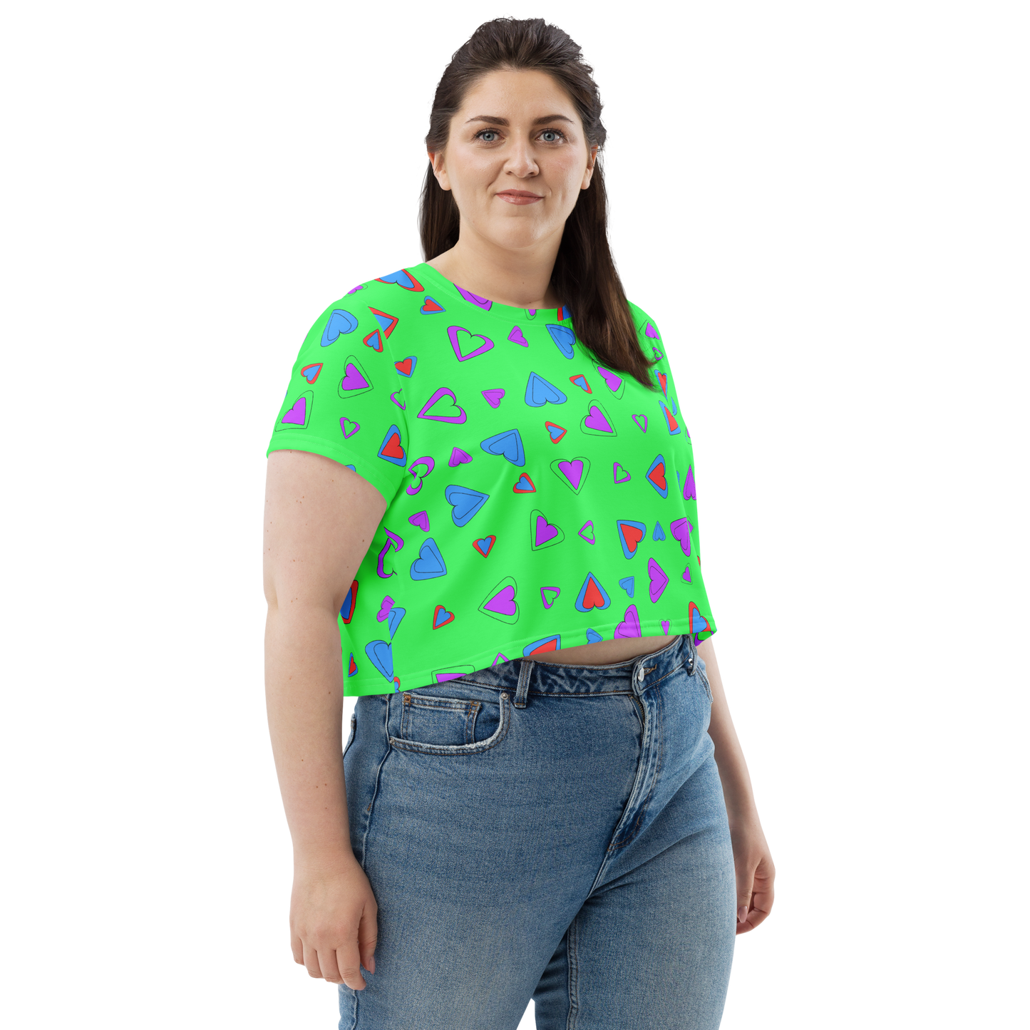 Rainbow Of Hearts | Batch 01 | Seamless Patterns | All-Over Print Crop Tee - #7