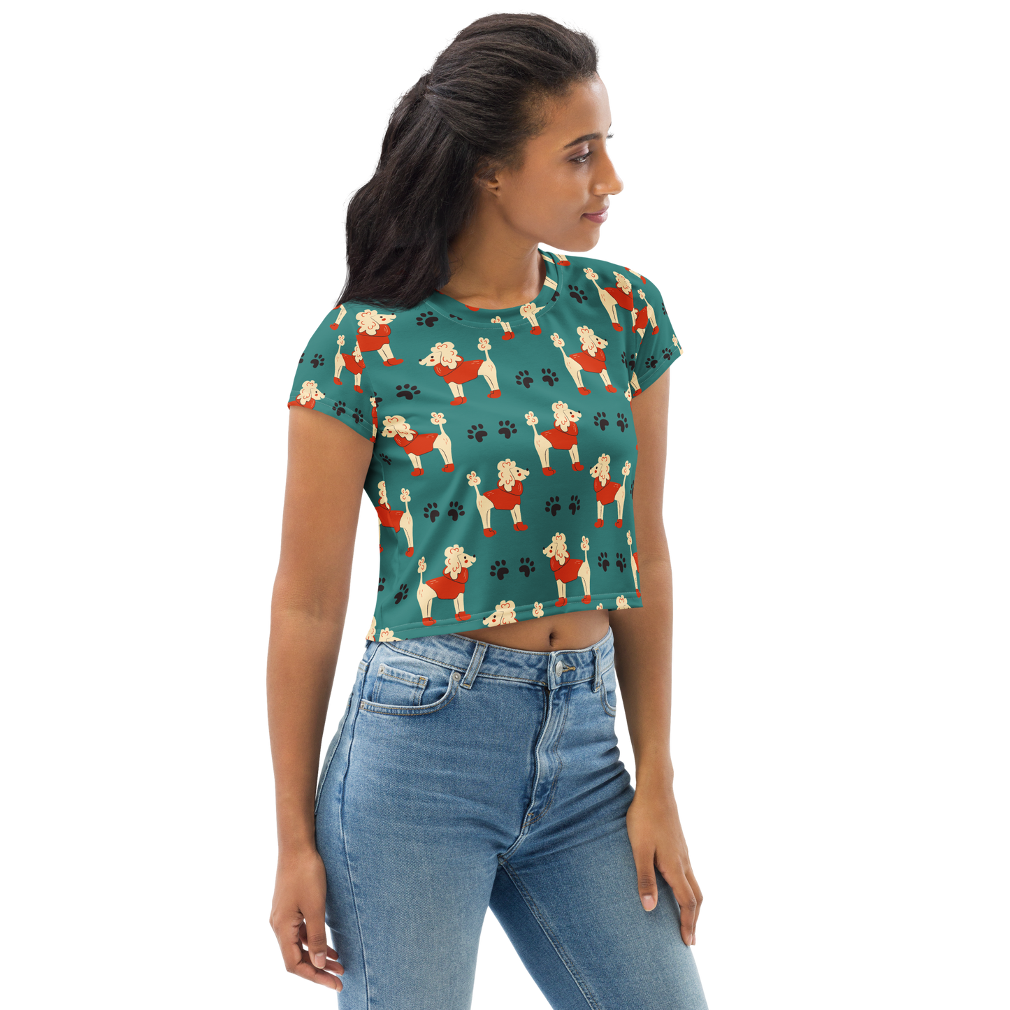 Cozy Dogs | Seamless Patterns | All-Over Print Crop Tee - #1