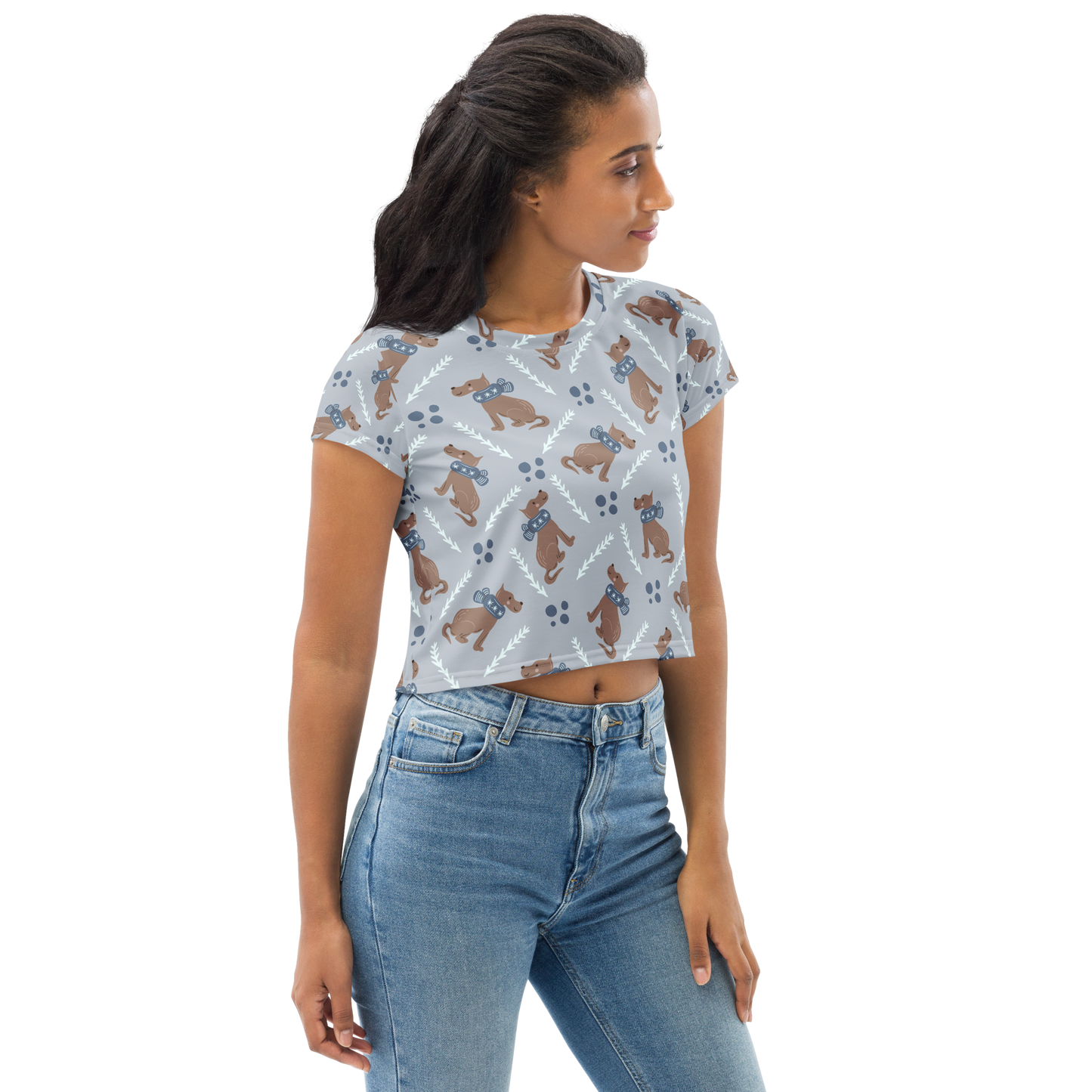 Cozy Dogs | Seamless Patterns | All-Over Print Crop Tee - #4