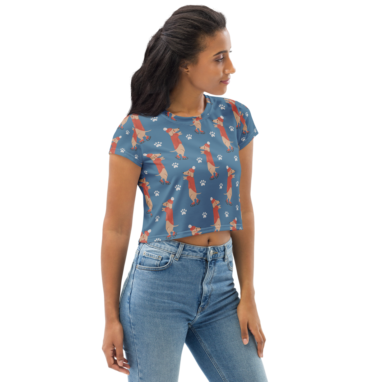 Cozy Dogs | Seamless Patterns | All-Over Print Crop Tee - #6
