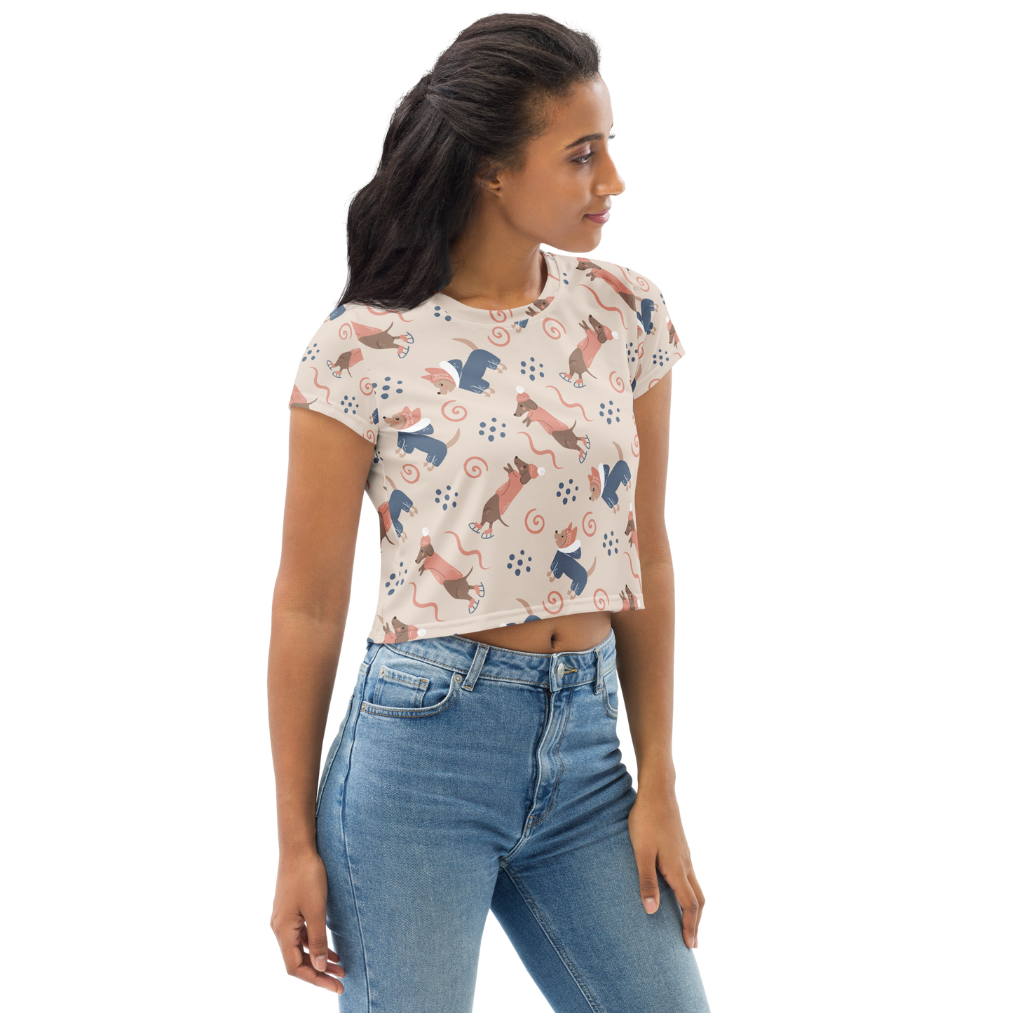 Cozy Dogs | Seamless Patterns | All-Over Print Crop Tee - #12