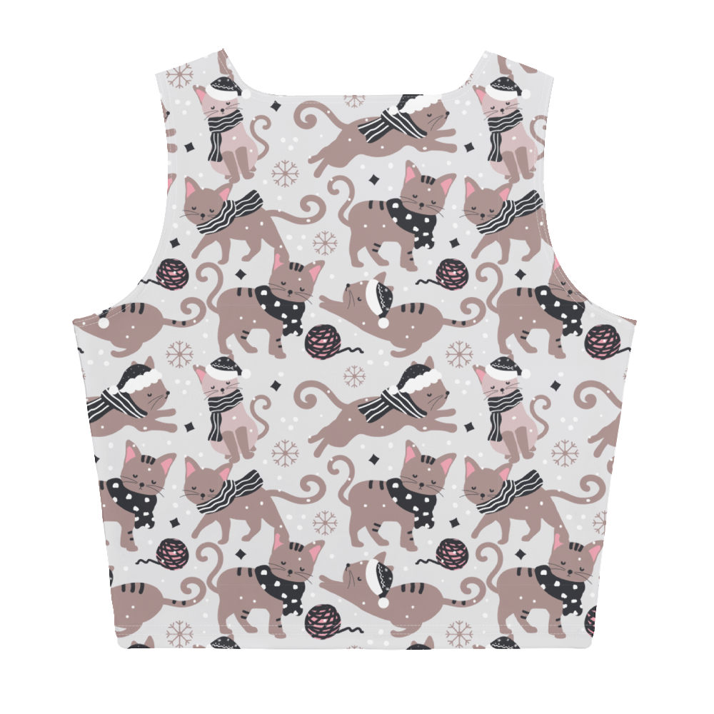 Winter Christmas Cat | Seamless Patterns | All-Over Print Crop Top - #1
