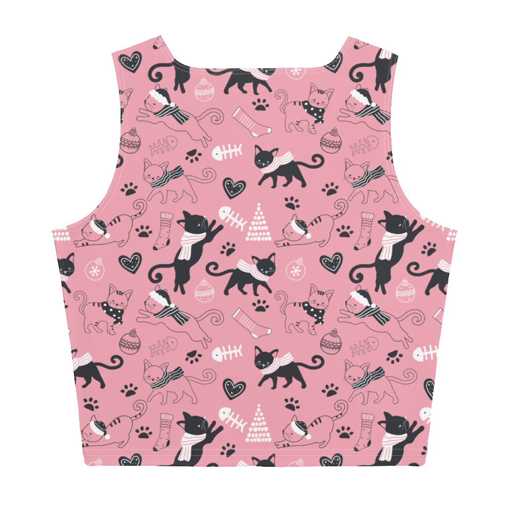 Winter Christmas Cat | Seamless Patterns | All-Over Print Crop Top - #2