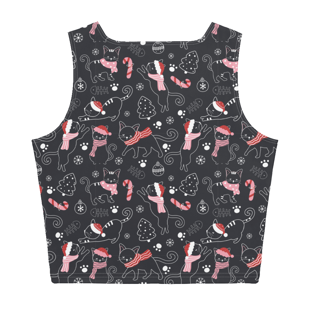 Winter Christmas Cat | Seamless Patterns | All-Over Print Crop Top - #4
