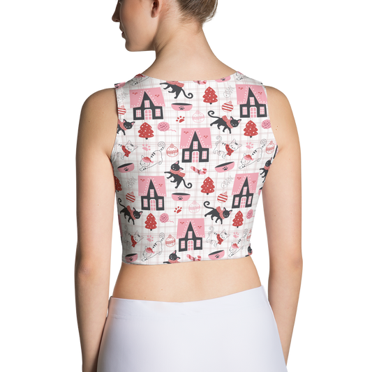 Winter Christmas Cat | Seamless Patterns | All-Over Print Crop Top - #5
