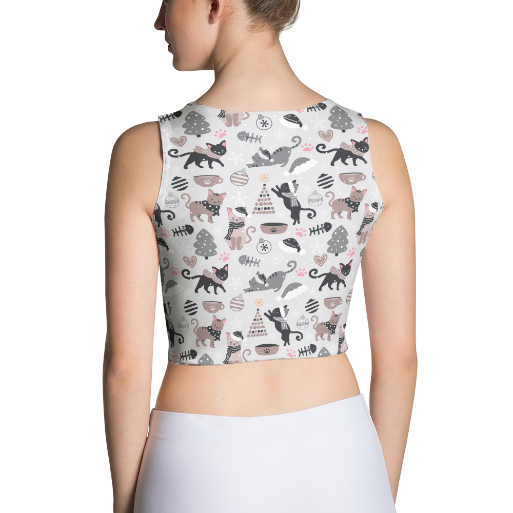 Winter Christmas Cat | Seamless Patterns | All-Over Print Crop Top - #6