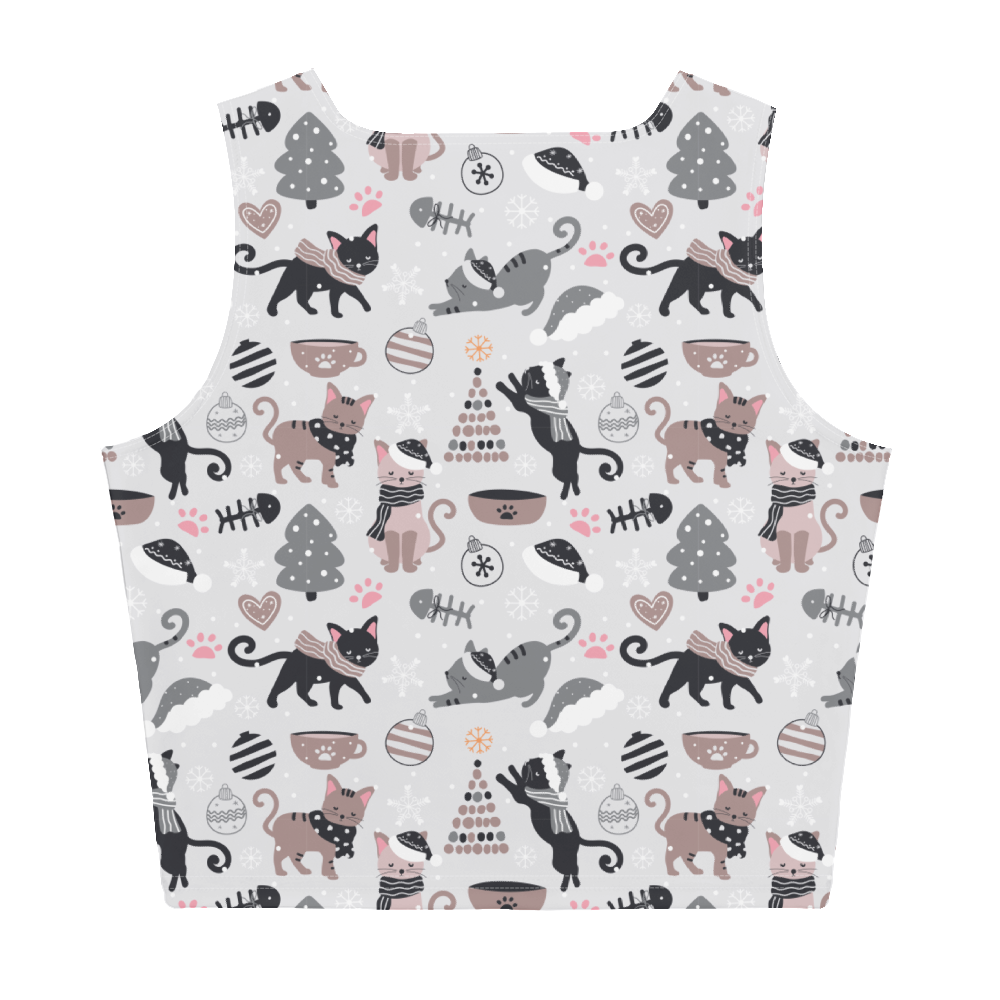 Winter Christmas Cat | Seamless Patterns | All-Over Print Crop Top - #6